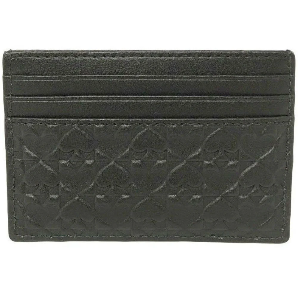 💕KATE SPADE💕 Penn Place Embossed Graham Card Holder Wallet Black Spade NWT